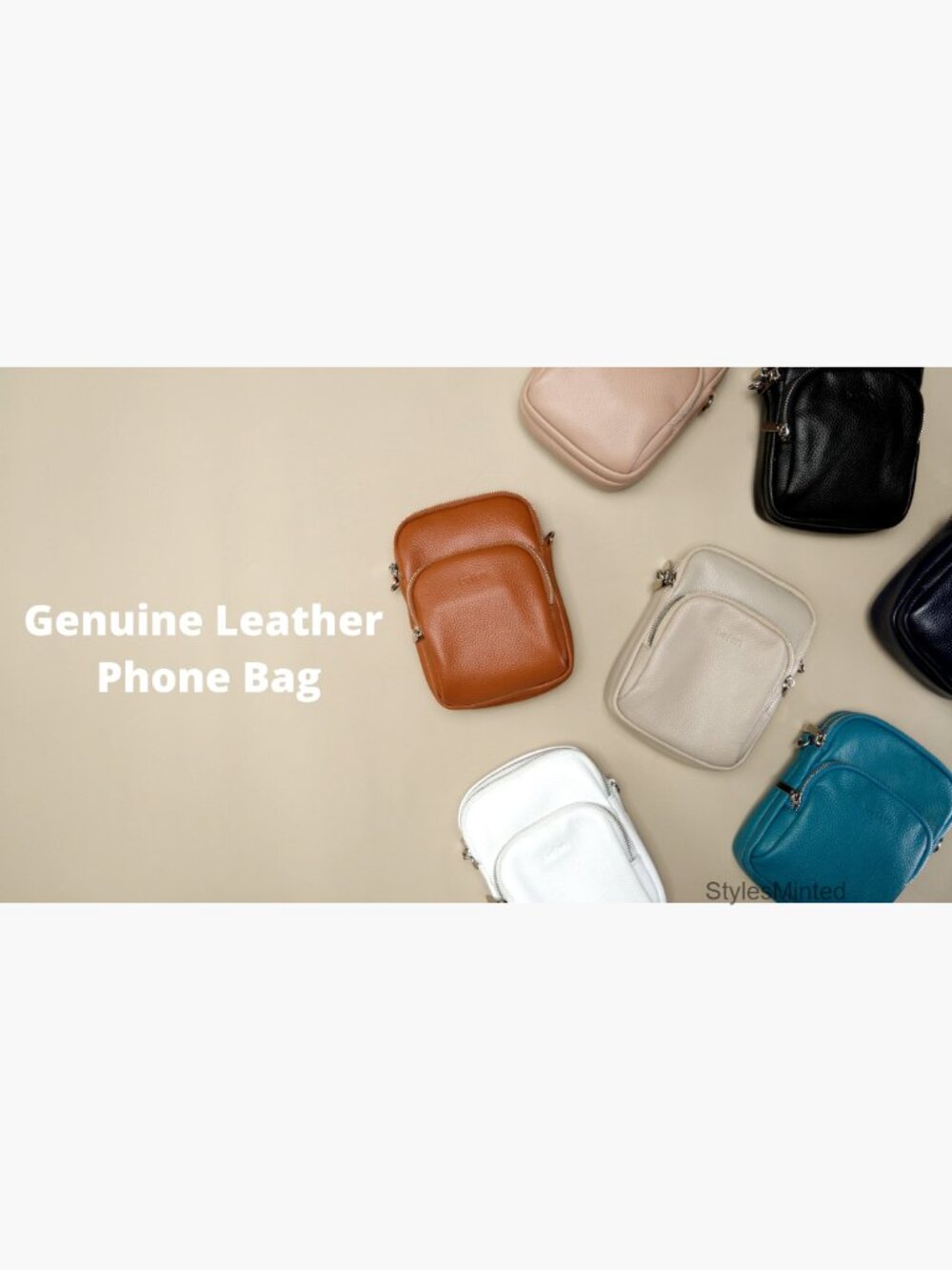 Small Genuine Leather Crossbody Bag with RFID Blocking, Zipper Pockets - Picture 7 of 7